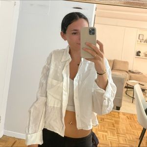 Zara Linen White Button Shirt NWT